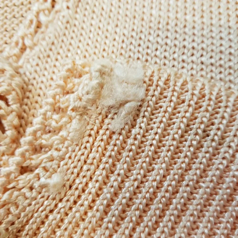 Vintage Peach Handknit Cardigan Sweater, Size S/M - Picture 12 of 14